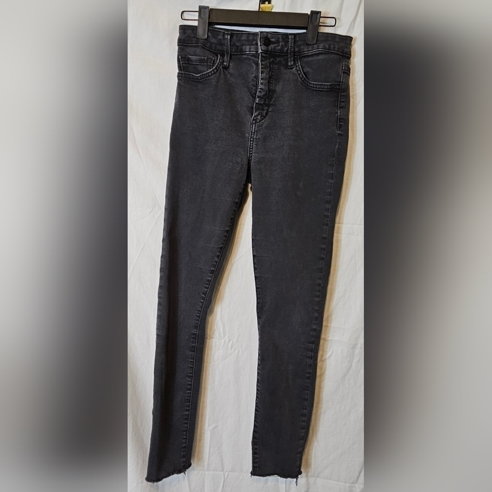 Sam Edelman "The Stiletto" High Rise Skinny Black  Raw Hem Size 27